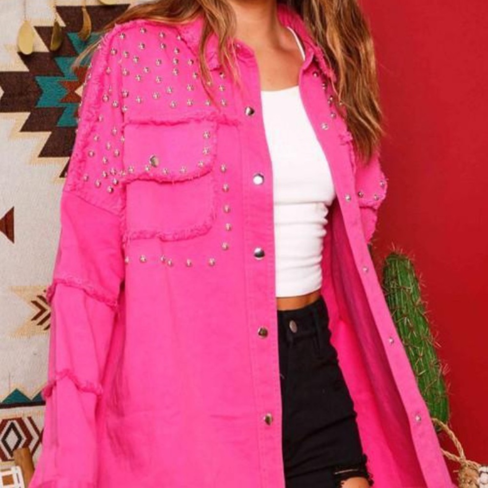 Pink Studded Shacket - Picture 3 of 8